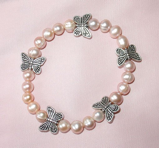 Charming single Pink Genuine Cultured Pearl Bracelet