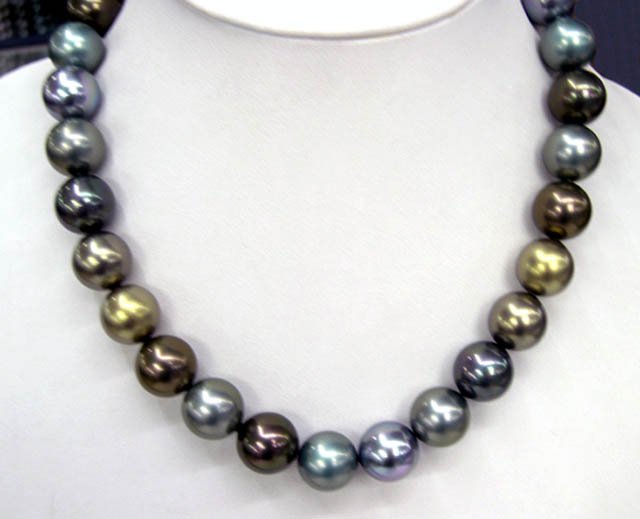 Dark color 14mm south sea shell pearls necklace
