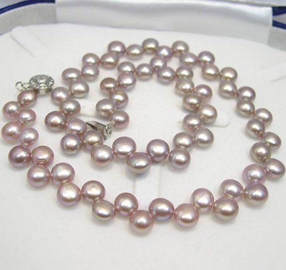 ELEGANT 16'' CULTURED PURPLE PEARL FLORAL NECKLACE