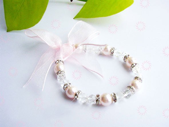 ELEGANT PINK SOUTH SEA SHELL PEARL & CRYSTAL BRACELET
