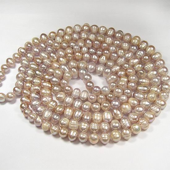 EXcellent 64'' 9-10mm Lavender Cultured Pearl Necklace