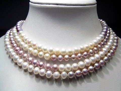 Elegance 64'' white lavender cultured pearls necklace