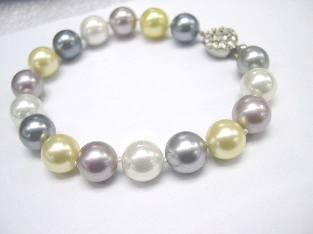 Excelent 10mm multicolor south sea shell Pearl bracelet