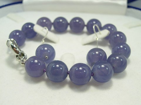 Excellent 12mm dark purple Jade beads bracelet & earring