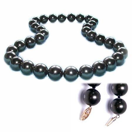 Excelent 18'' 12mm Tahitian black shell Pearl Necklace