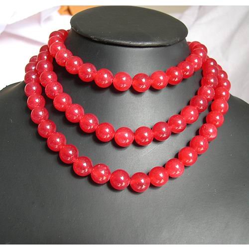 Excellent 48'' 12mm Red Jade beads Necklace