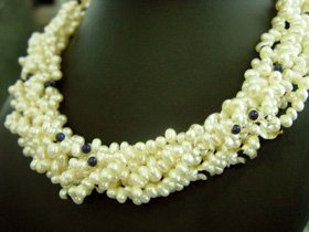 Excelent 8rows 5-6mm Cultured Pearl Necklace 925s