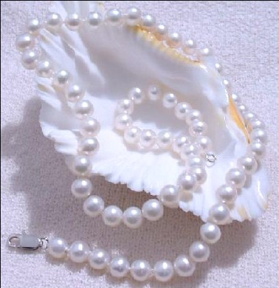 Excellence White Genuine Cultured Pearl Necklace 925s