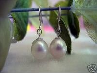Excellent 7-8mm White Egg Shape Cultured Pearl Earrings