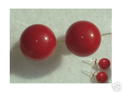 Excellent 7MM RED CORAL EARRING 14KG STUD