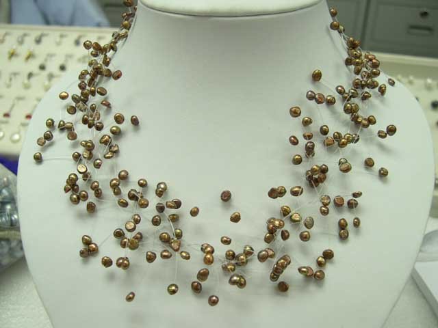 Fancy style Coffee Cultured Pearl NECKLACE