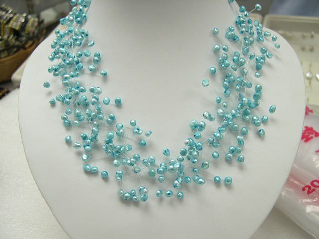 Fancy style blue Cultured Pearl NECKLACE