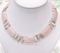 HUGE 17'' strand BIWA cultured pearl & pink jade Necklace