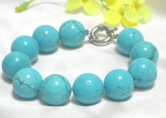 HUGE 9'' 17.5mm blue turquoise bracelet