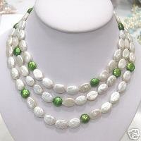 HUGE 9-13MM 3ROW 2-COLOR COIN cultured pearl Necklace