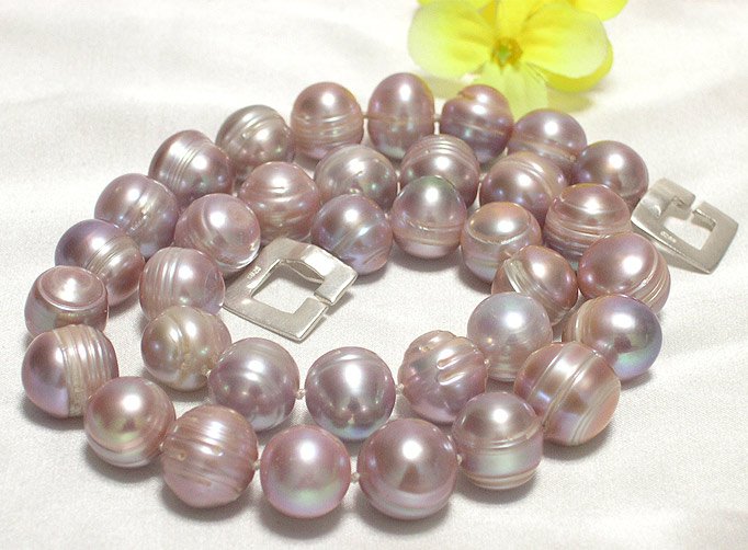 HUGE BAROQUE 18'' 11-12MM PEARL NECKLACE 925