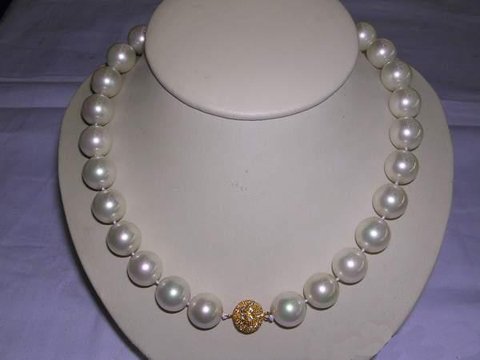 LADIES 16'' 14MM sea shell PEARL NECKLACE