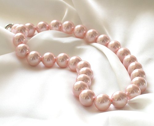 luxcious 17'' 14MM PINK South Sea Shell Necklace