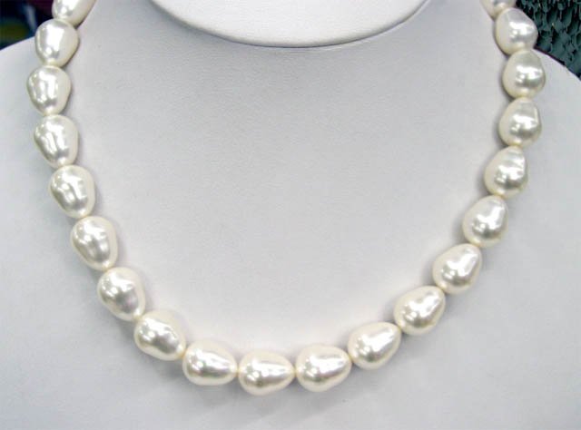 RARE white Drop south sea shell pearls necklace