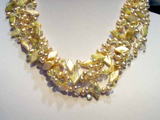 Rare fashionable 4rows Cultured Pearl NECKLACE 925s