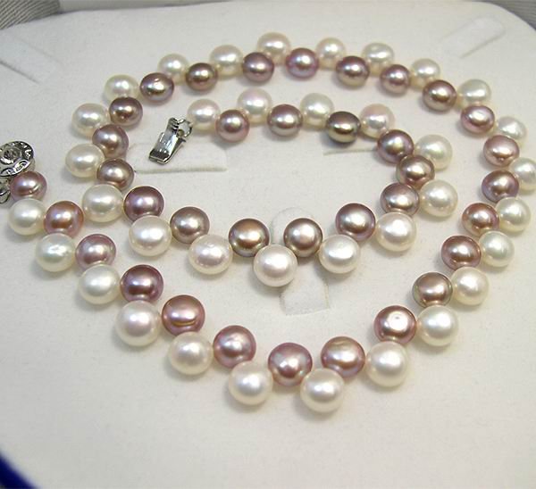 SINGLE PURPLE WHITE GENUINE CULTURED PEARL Necklace