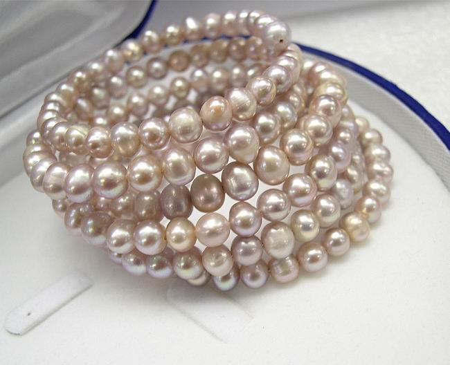 STUNNING 6Rows LAVENDER Cultured Pearl Bracelet