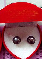 SUPER BLACK GENUINE CULTURED PEARL EARRINGS 14K SET