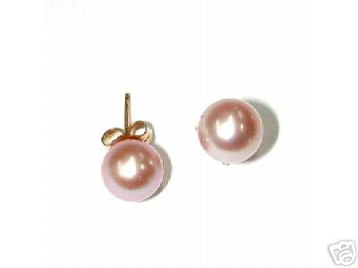 SUPER PINK AAA+ PEARL EARRINGS 14K SET