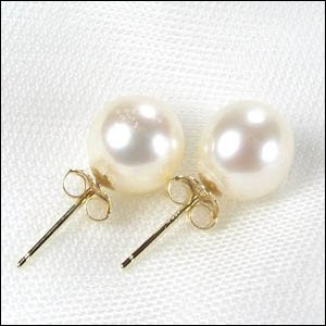 SUPER WHITE AAA+ PEARL EARRINGS 14K SET
