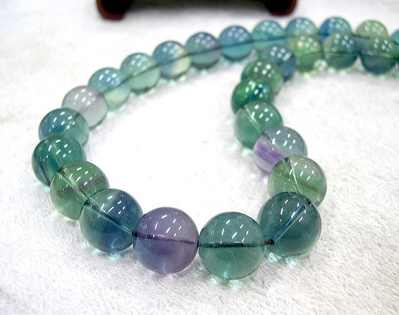 SUPERB 20'' 16MM NATURAL FLUORITE QUARTZ NECKLACE