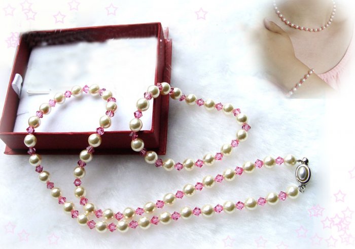 Single south sea shell Pearl & Crystal Necklace & Bracelet
