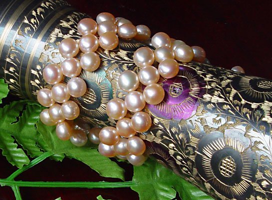 UNIQUE 2-PCS PINK Genuine Cultured Pearl Bracelets