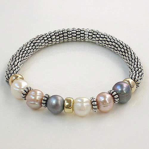 UNIQUE 7-8MM 3-COLOR CULTURED PEARL BRACELET