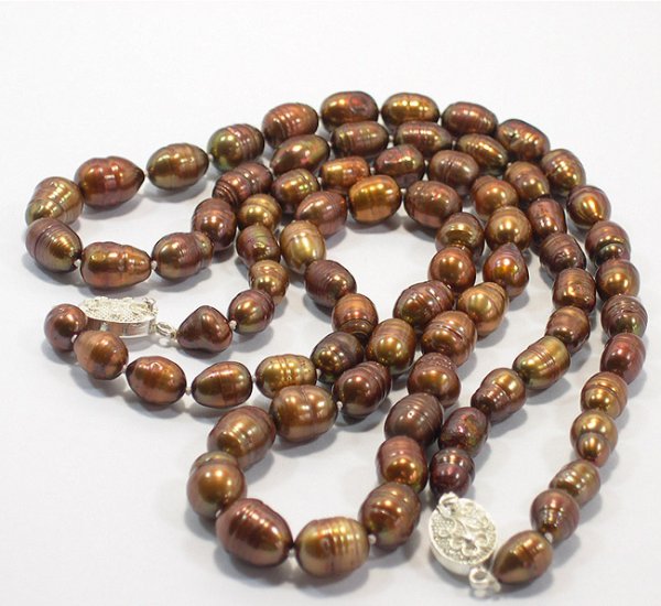 WHOLESALE 10PCS 8-11MM COFFEE CULTURED PEARL NECKLACES