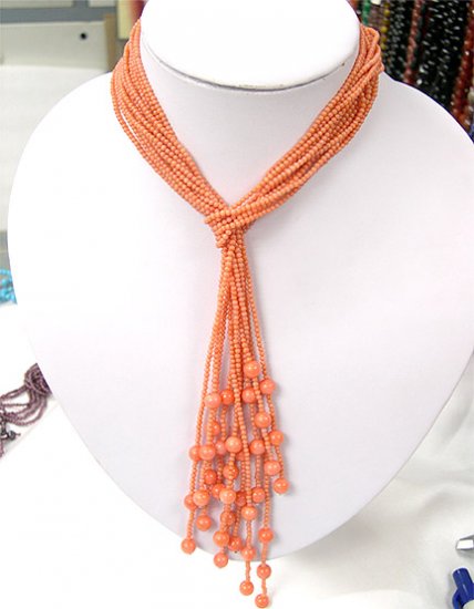 Wholesale 40'' 6-PCS nacarat coral Necklaces