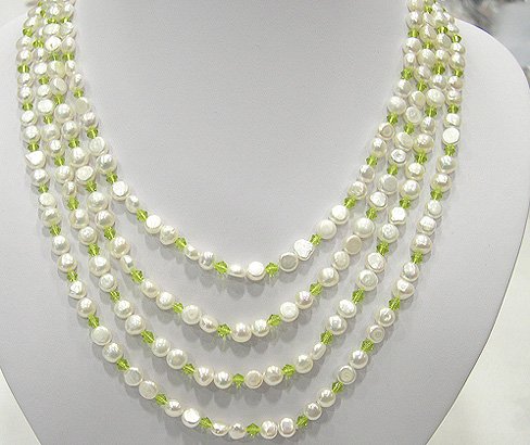 WHOLESALE 50'' 2-PCS WHITE CULTURED FW PEARL NECKLACES