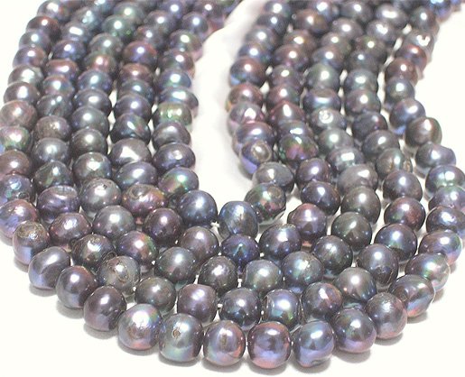 WHOLESALE LOOSE 5-PCS 8-8.5MM BLACK PEARL NECKLACES