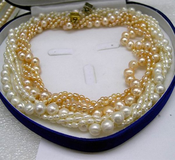 Wholesale 2pcs 3+1Rows CULTURED PEARL NECKLACES