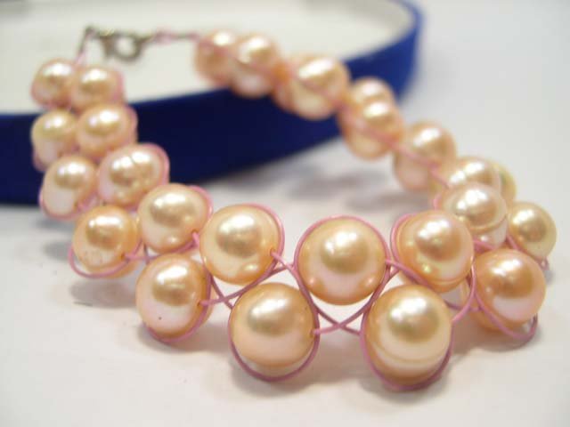 charming 2row 7.5'' pink FW Cultured Pearl bracelet