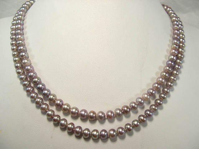 charming lavender 2rows FW Cultured Pearl Necklace