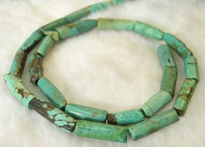 columnar 5-18mm 16'' NATURAL OLD BLUE TURQUOISE NECKLACE