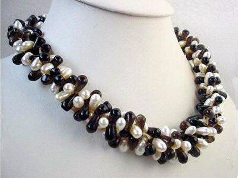 elegance 18'' 3rows cultured pearl & crystal necklace