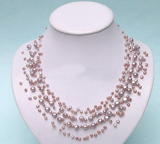 lavender genuine cultured Pearl Necklace