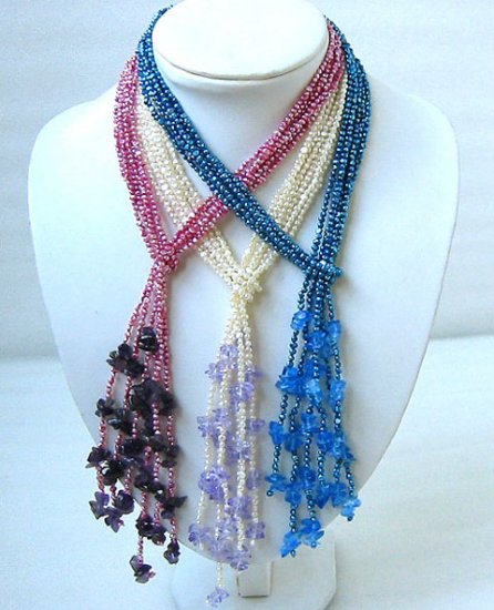 wholesale 42'' 3 sets 3-4mm cultured pearl & crystal necklaces