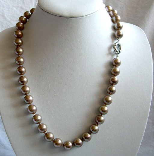 superb 20'' 12mm coffee south sea shell pearl necklace