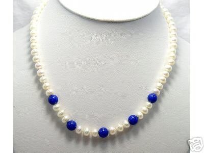 wholesale 17'' 5-pcs white Cultured Pearl&gems Necklace
