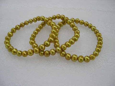 wholesale 3pcs champagne Cultured Pearl bracelet