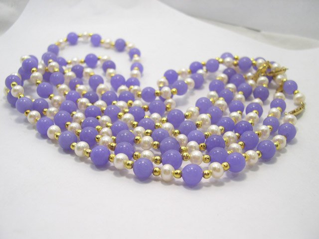 wholesale 4 pcs HIGH LUSTRE Cultured & Jade Pearl Necklace