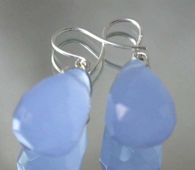 Beauty 10x15mm blue crystal earring-silver hook