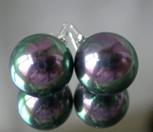 Beauty 12mm peacock Seashell pearl silver stud earring
